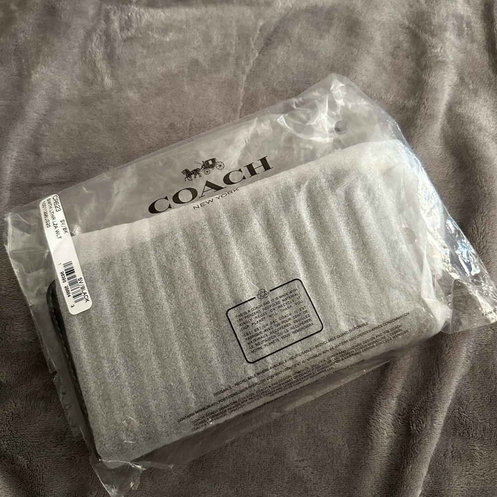 Coach Silver and Black Leather Wallet